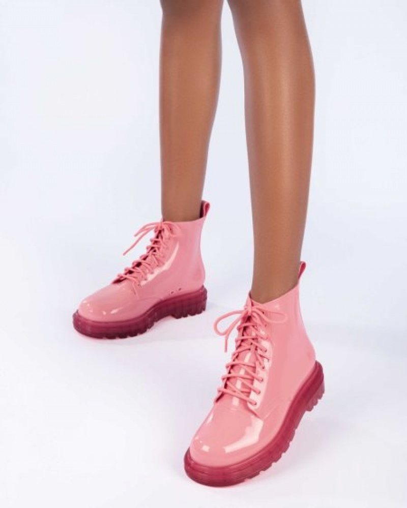 Melissa Botas Coturno Mujer Clear Pink/Pink España | lKKDntpE