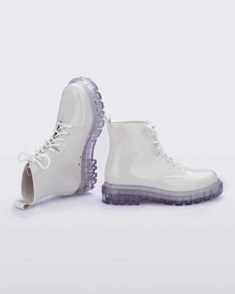 Melissa Botas Coturno Mujer White/Clear España | idWNNhRK