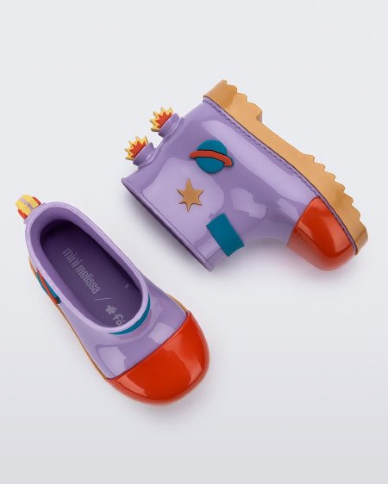 Mini Melissa Botas Rain Boot Bebe Carmel/Lilac/Red España | RW0cXBtS