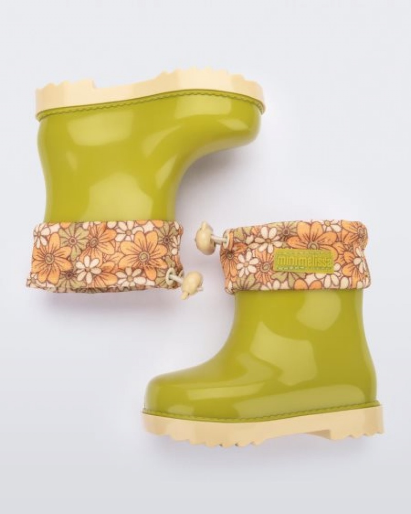 Mini Melissa Botas Rain Boot Bebe Green/Yellow España | 6rlJ5SWp