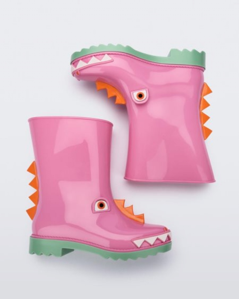 Mini Melissa Botas Rain Boot Niños Green/Pink España | 7Xs6GWBA