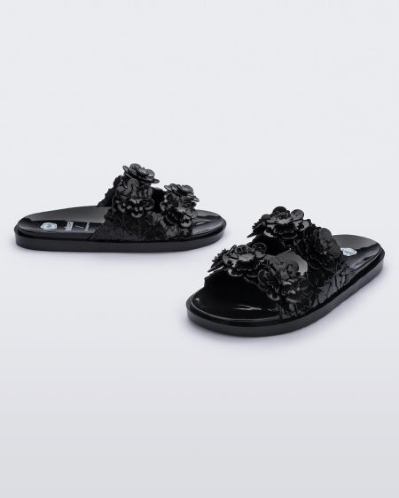 Melissa Chanclas Anchos Blossom Chanclas Mujer Black/Black España | gP6iPsjL