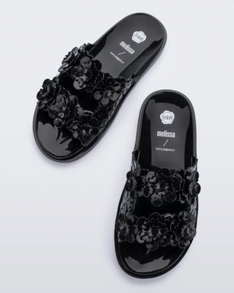 Melissa Chanclas Anchos Blossom Chanclas Mujer Black/Black España | gP6iPsjL