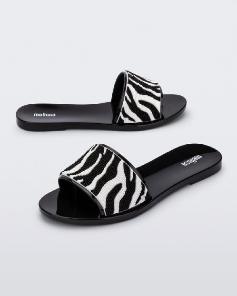 Melissa Chanclas Savage Mujer Black/White España | h6miwkft