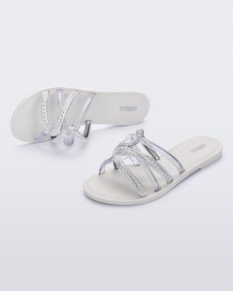 Melissa Chanclas Shiny Chanclas Mujer White/Silver España | nbFxjxZZ