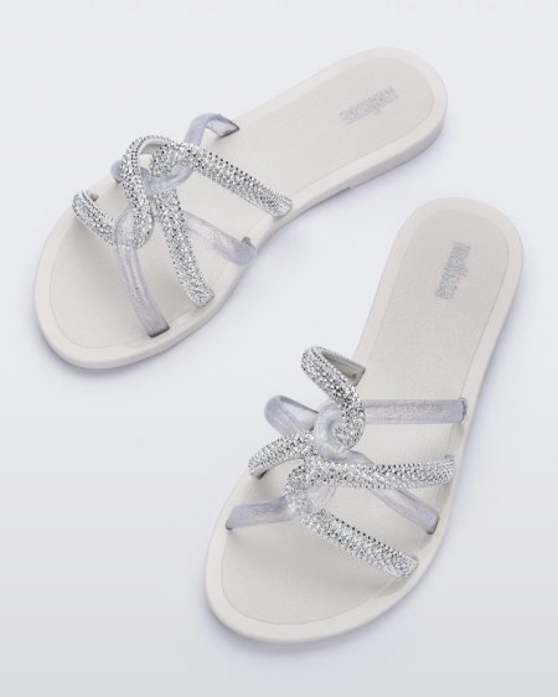 Melissa Chanclas Shiny Chanclas Mujer White/Silver España | nbFxjxZZ