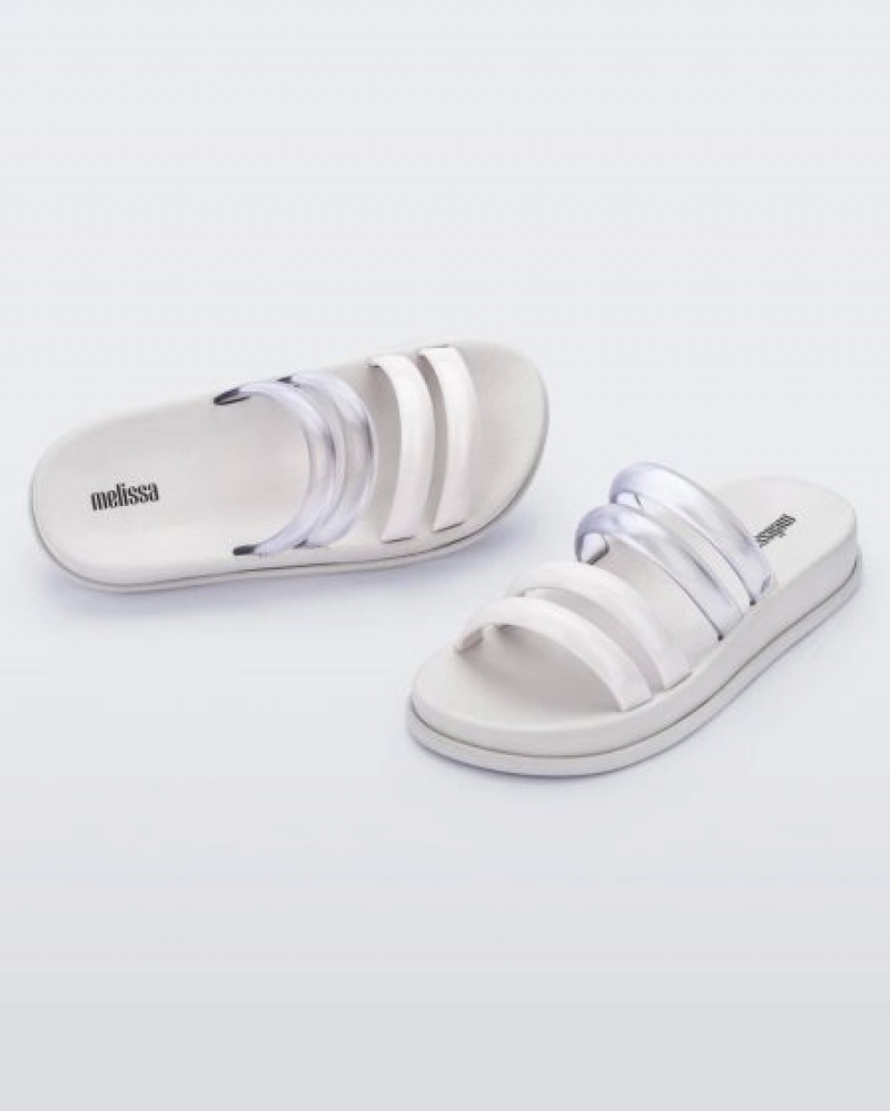 Melissa Chanclas Soft Wave Chanclas Mujer White/Clear España | Fjouvg7n