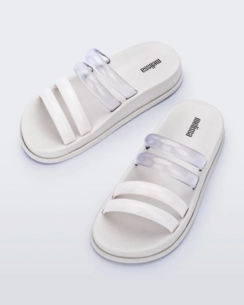 Melissa Chanclas Soft Wave Chanclas Mujer White/Clear España | Fjouvg7n