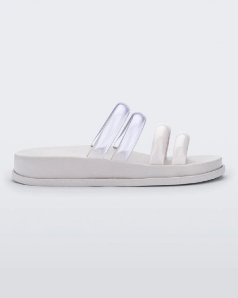 Melissa Chanclas Soft Wave Chanclas Mujer White/Clear España | Fjouvg7n