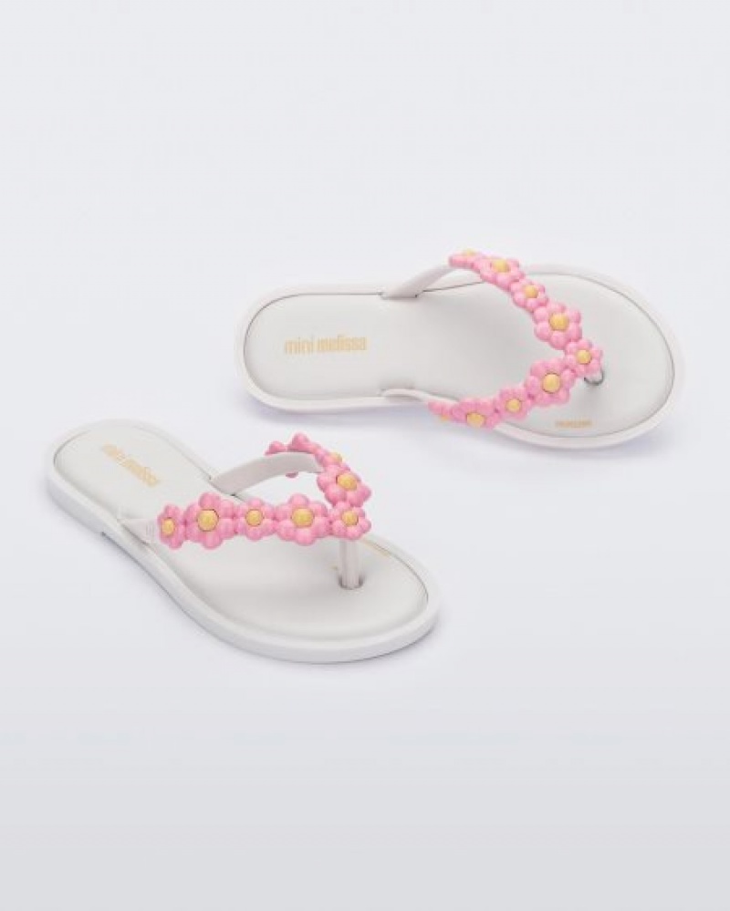 Mini Melissa Chancletas Flip Flop Spring Niños White/Pink España | rGo3RCcy