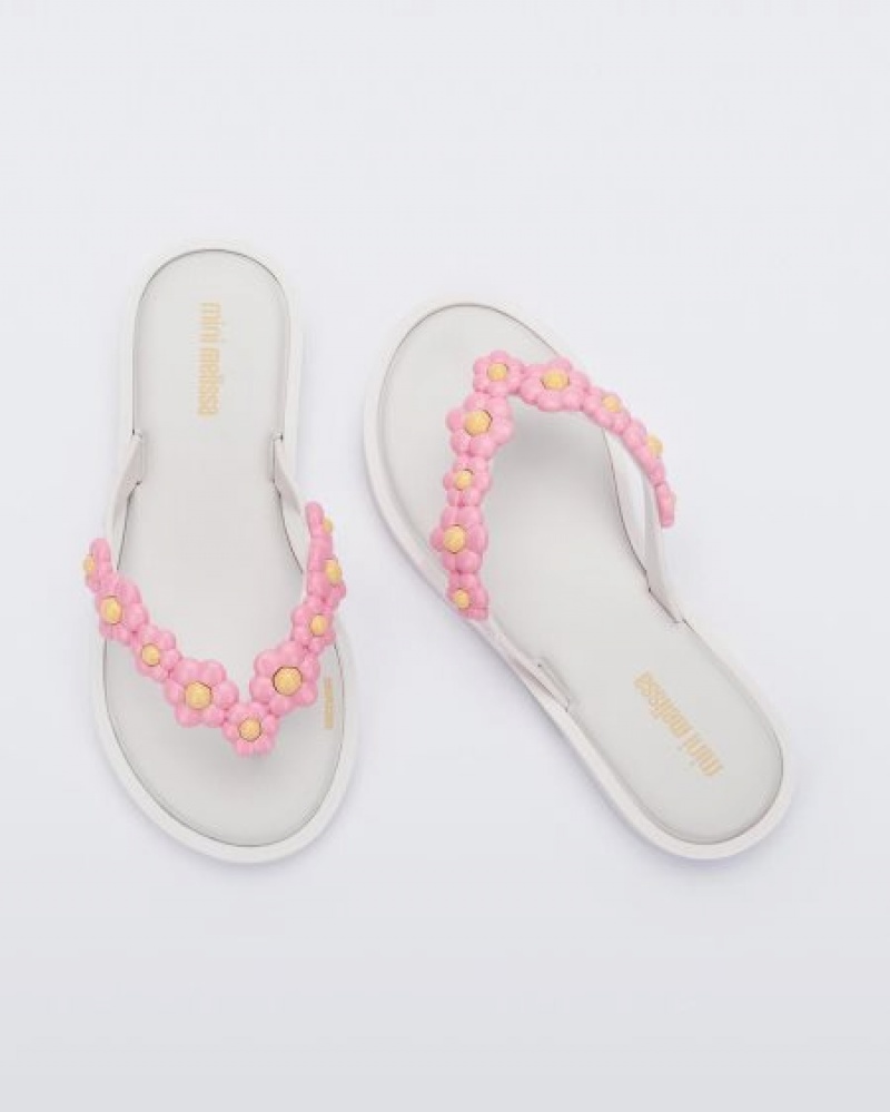 Mini Melissa Chancletas Flip Flop Spring Niños White/Pink España | rGo3RCcy