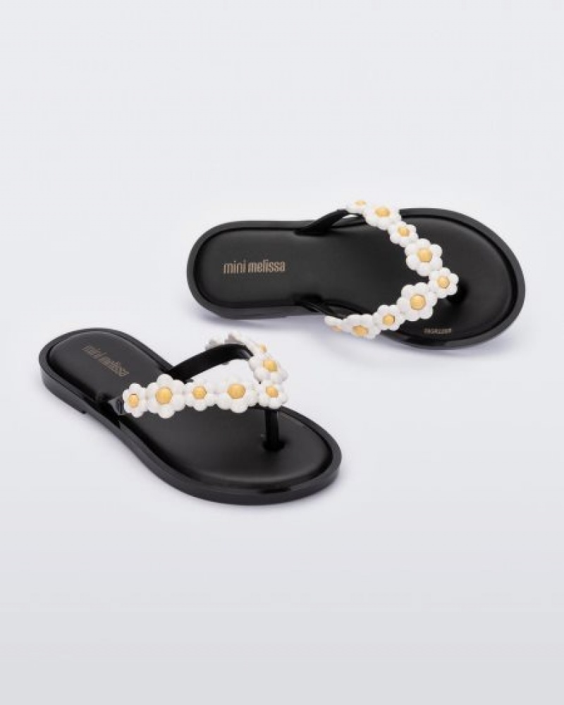 Mini Melissa Chancletas Flip Flop Spring Niños Black/White España | rNH69jwT