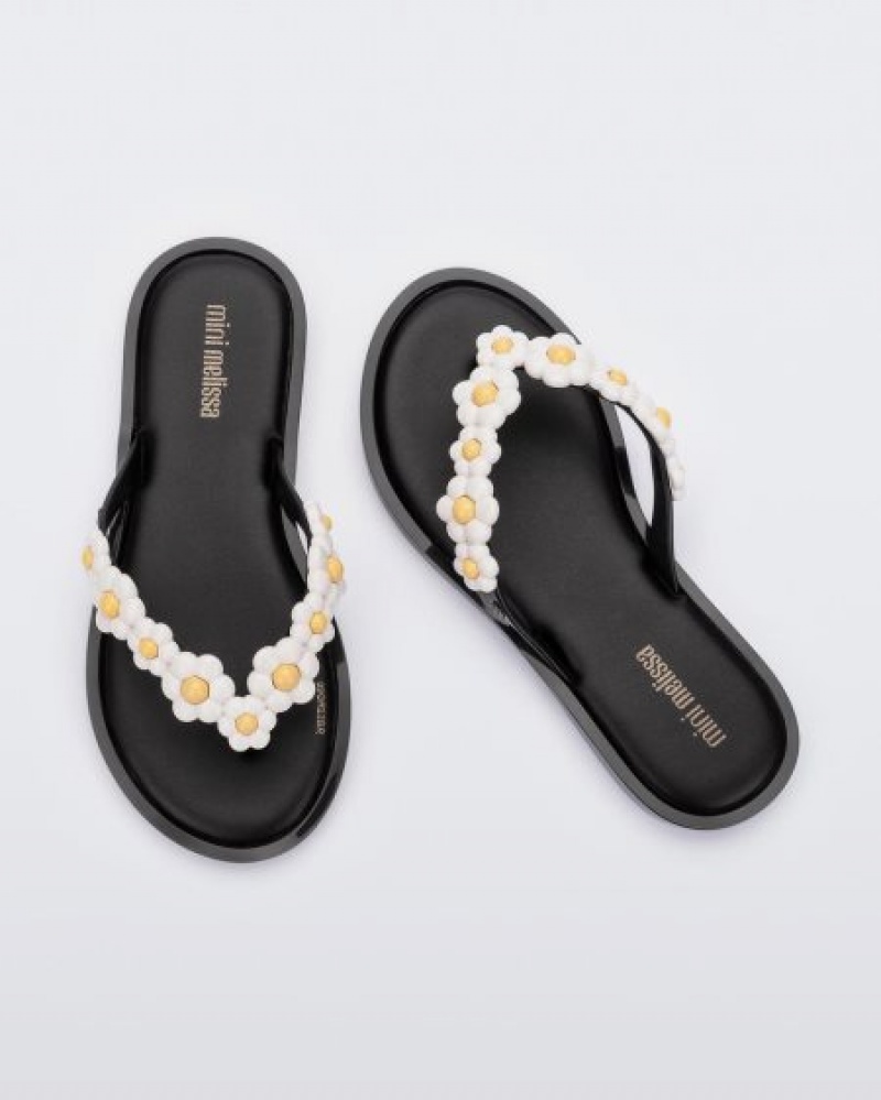 Mini Melissa Chancletas Flip Flop Spring Niños Black/White España | rNH69jwT