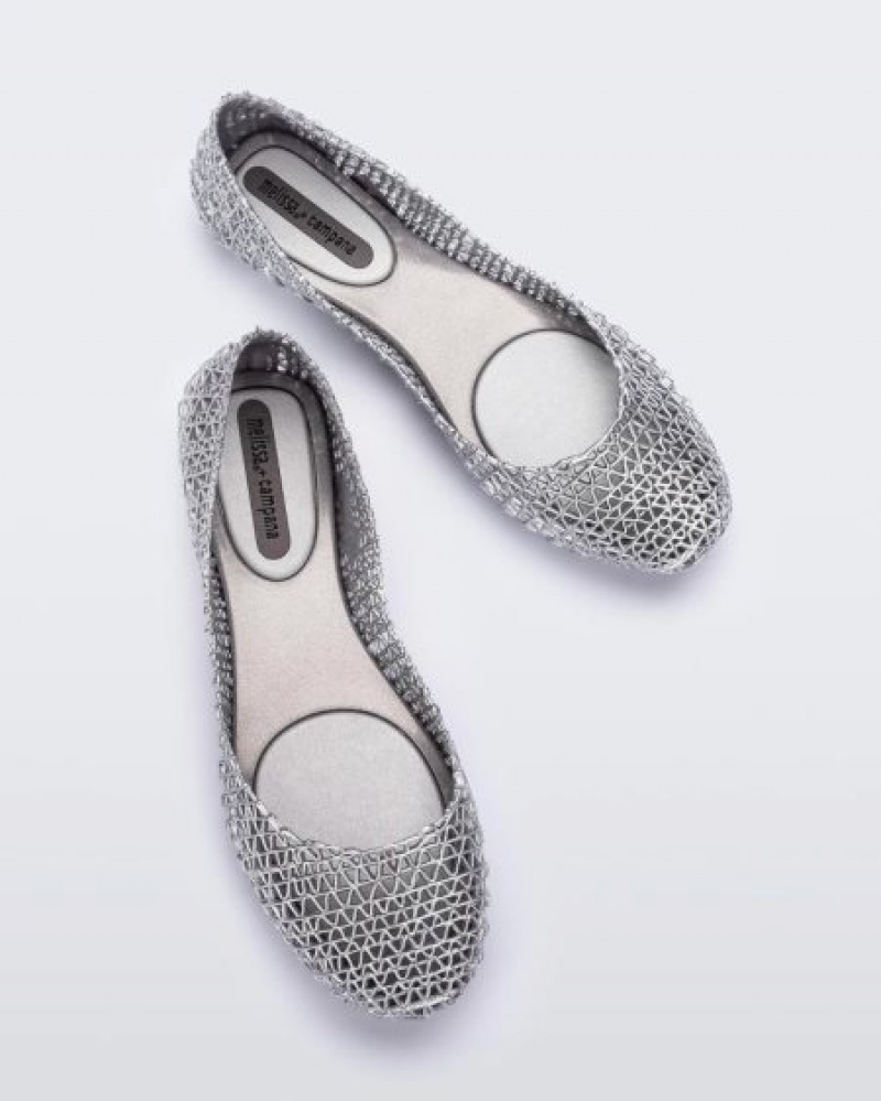 Melissa Flats Campana Mujer Plateadas España | 8rqZOBPT