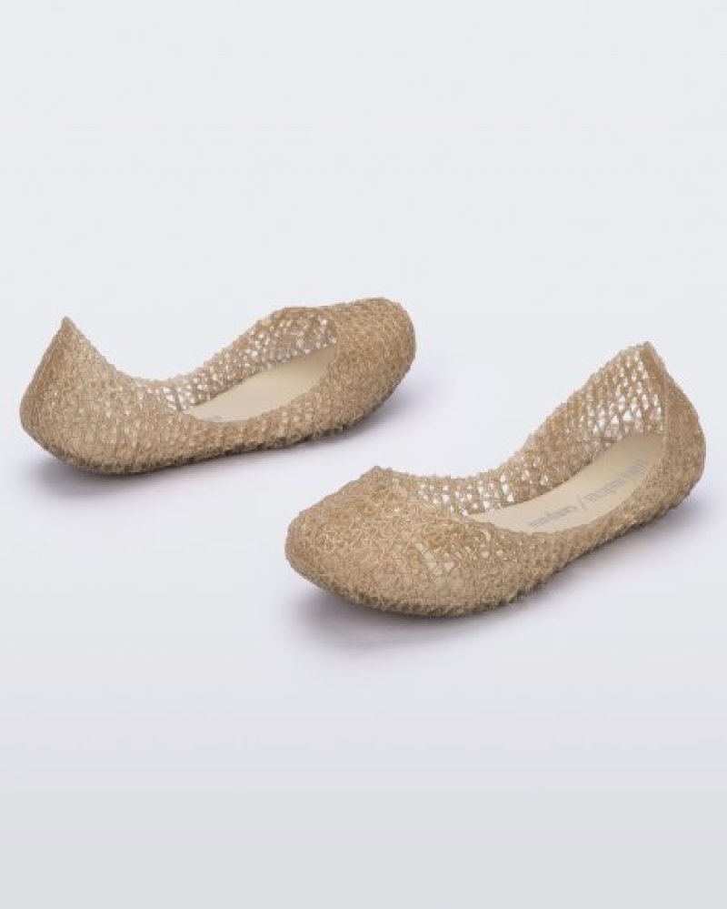 Mini Melissa Flats Campana Niños Beige/Glitter Mix España | 6eEasMvQ