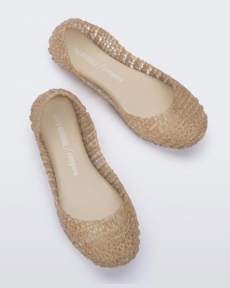 Mini Melissa Flats Campana Niños Beige/Glitter Mix España | 6eEasMvQ