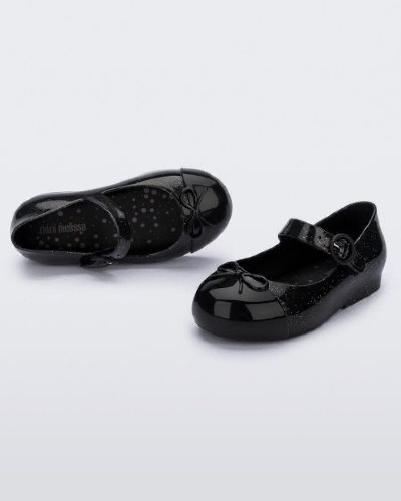 Mini Melissa Flats Sweet Love Cap Puntera Bebe Negras Plateadas España | 5eTV8JLA