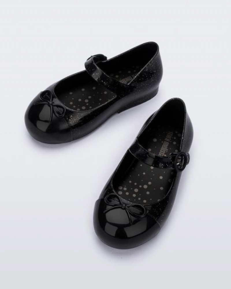 Mini Melissa Flats Sweet Love Cap Puntera Bebe Negras Plateadas España | 5eTV8JLA