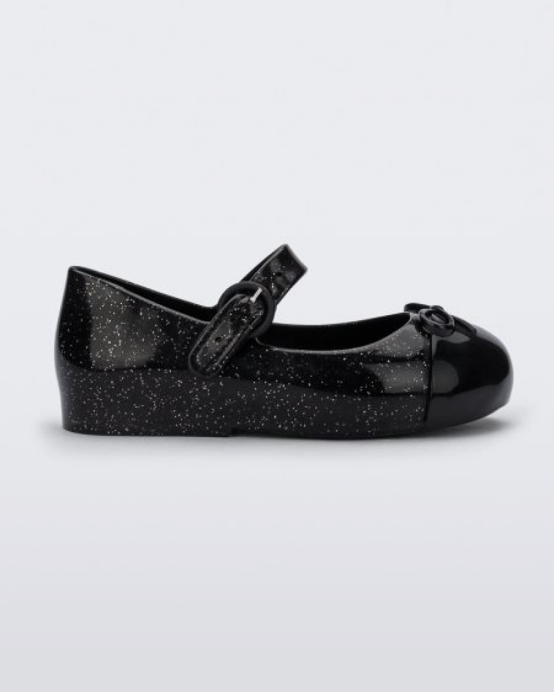 Mini Melissa Flats Sweet Love Cap Puntera Bebe Negras Plateadas España | 5eTV8JLA