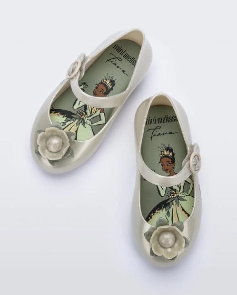 Mini Melissa Flats Sweet Love Princess Bebe Metallic White/Green España | TLcUGkJL