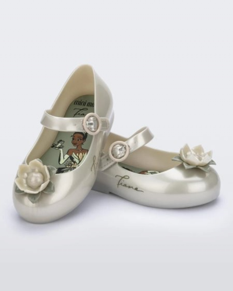 Mini Melissa Flats Sweet Love Princess Bebe Metallic White/Green España | TLcUGkJL