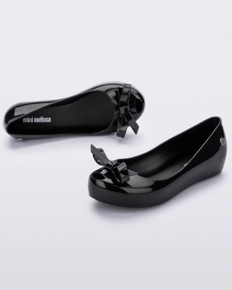 Mini Melissa Flats Ultragirl Bow Niños Negras España | oDF31qsz