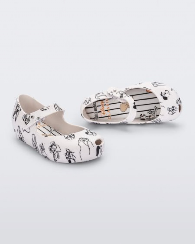 Mini Melissa Flats Ultragirl Cats & Dogs Bebe White/Grey España | yhcBGSfN