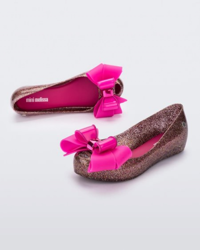 Mini Melissa Flats Ultragirl Sweet Niños Clear Glitter/Pink España | noiAfcrD