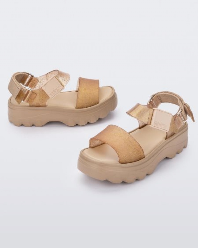 Melissa Sandalias Kick Off Sandal Mujer Beige/Gold España | SkiFNHPe