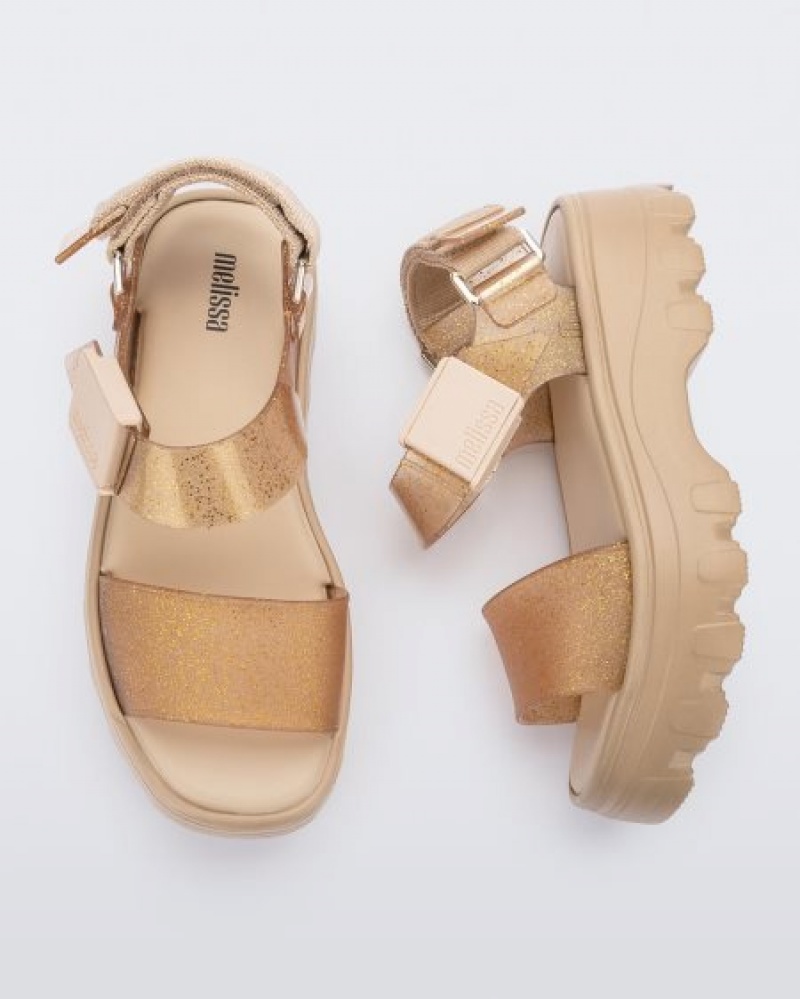 Melissa Sandalias Kick Off Sandal Mujer Beige/Gold España | SkiFNHPe