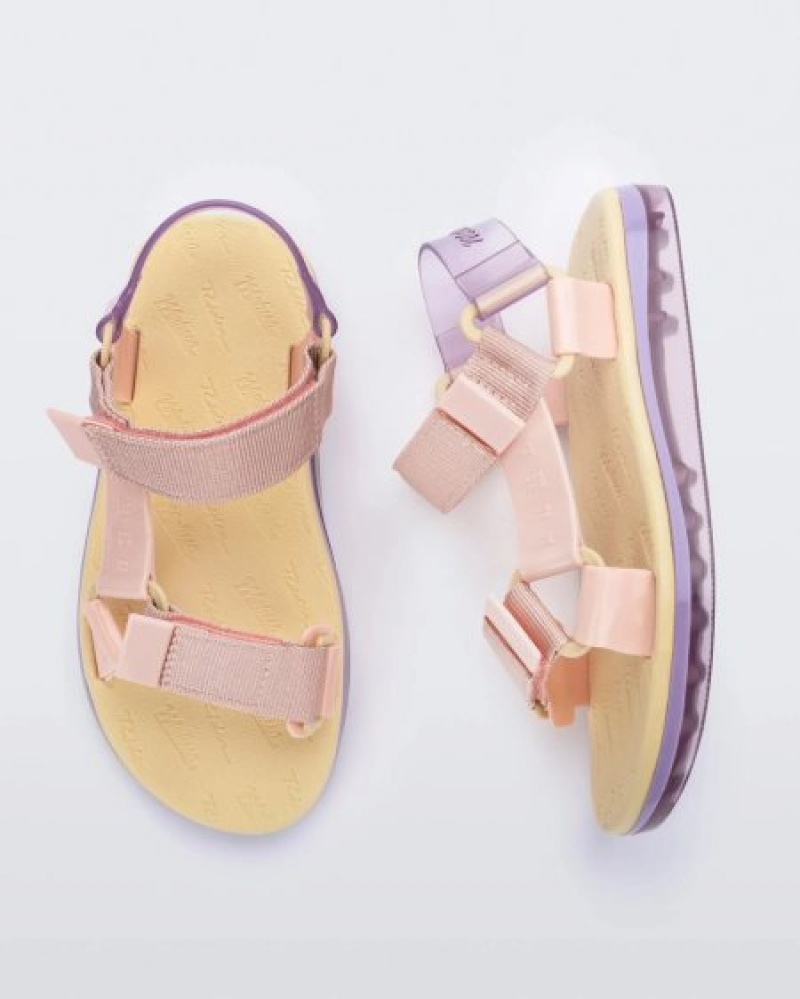 Melissa Sandalias Papete Mujer Pink/Yellow España | hQiqicYu