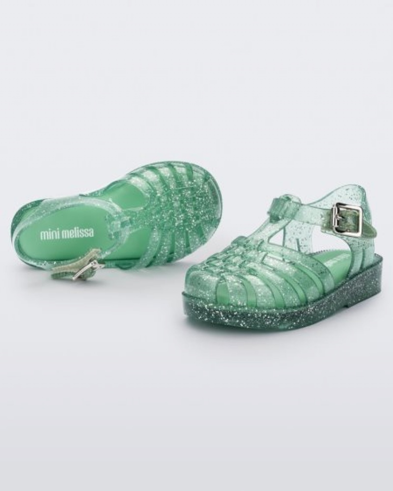 Mini Melissa Sandalias Possession Bebe Green/Glitter/Silver España | hlXH3gvR