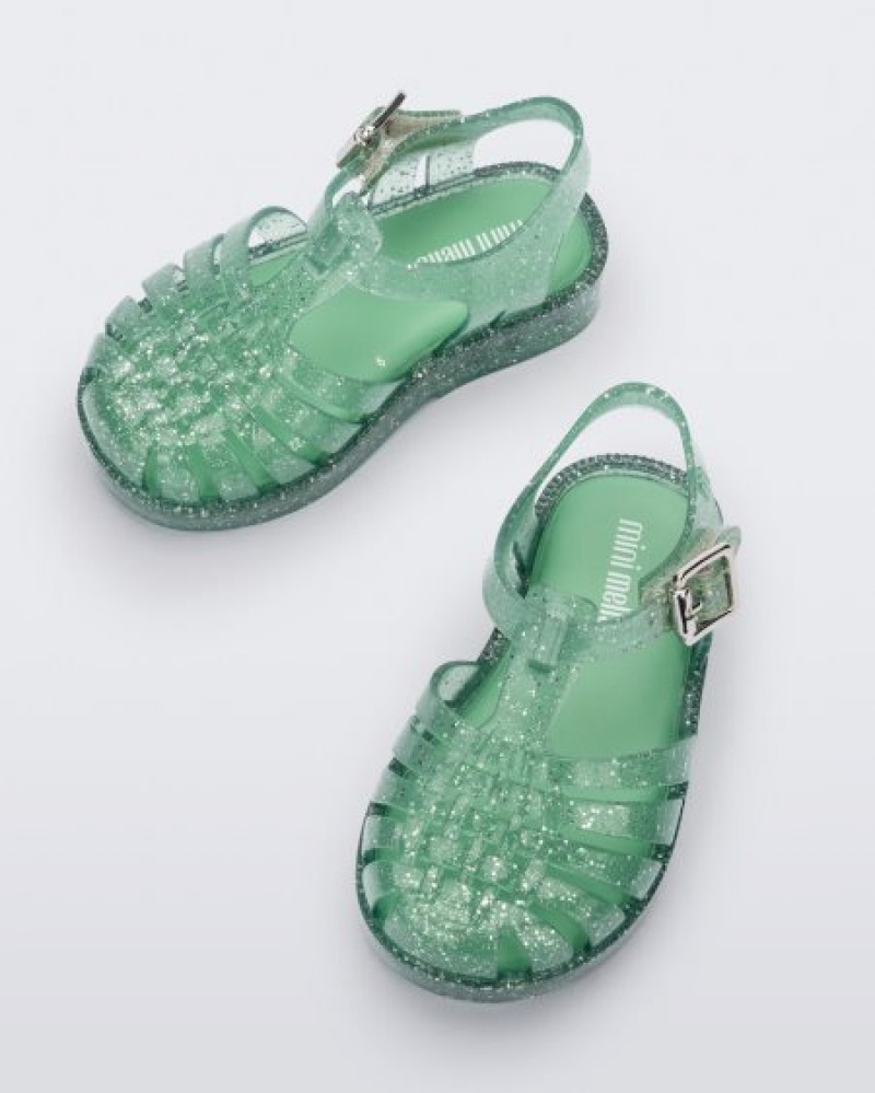 Mini Melissa Sandalias Possession Bebe Green/Glitter/Silver España | hlXH3gvR