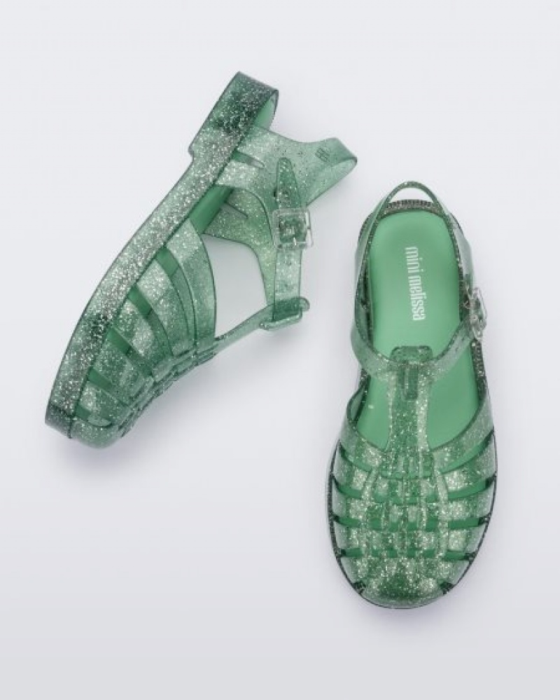 Mini Melissa Sandalias Possession Niños Green/Glitter/Silver España | 0EwDfttP