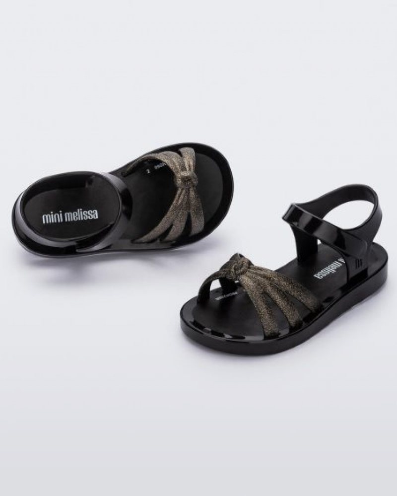 Mini Melissa Sandalias Precious Bebe Glitter/Black España | d3L7GvdG