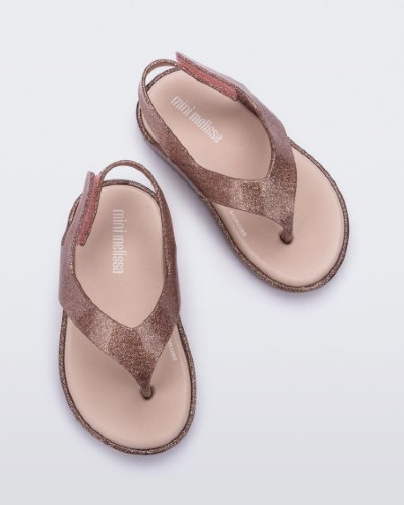 Mini Melissa Sandalias Sunny Bebe Clear Glitter/Pink España | 61y7v0ZA