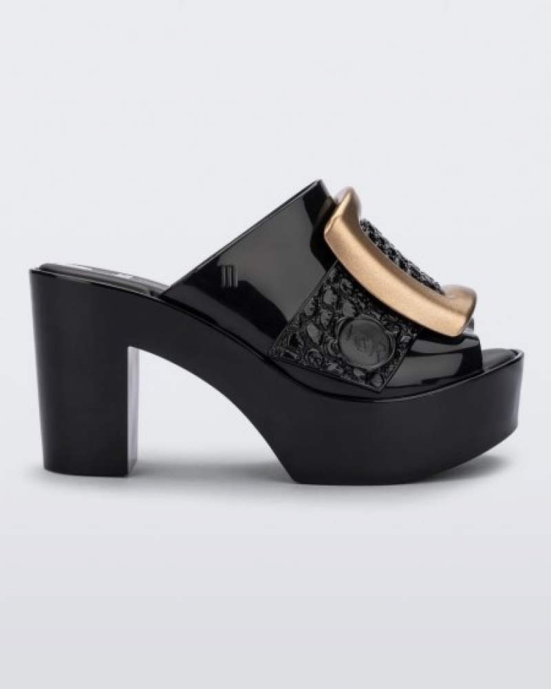 Melissa Tacones Hebilla Up Mule Mujer Black/Gold España | mcga345y