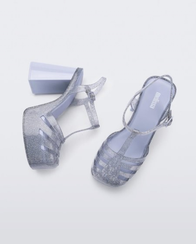 Melissa Tacones Party Heel Mujer Glitter Clear España | 1DrK4EDR